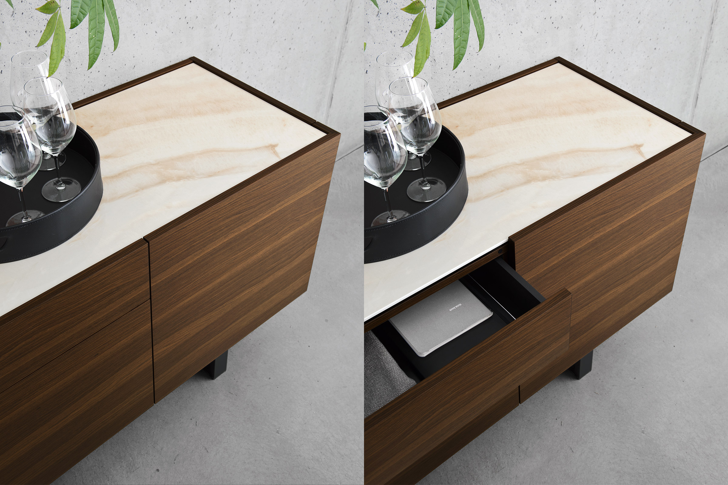 Calligaris horizon Contemporary Sideboard 3 Compartments • 1 Drawer