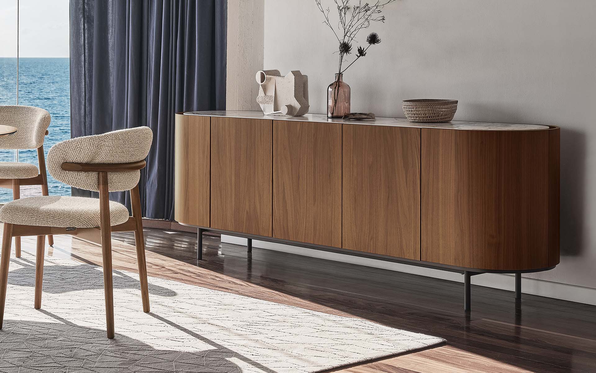 Calligaris lake CeramicTop Sideboard 3 Compartments • 5 Doors Soft