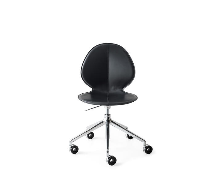 Basil: Height-adjustable swivel plastic chair with aluminum base