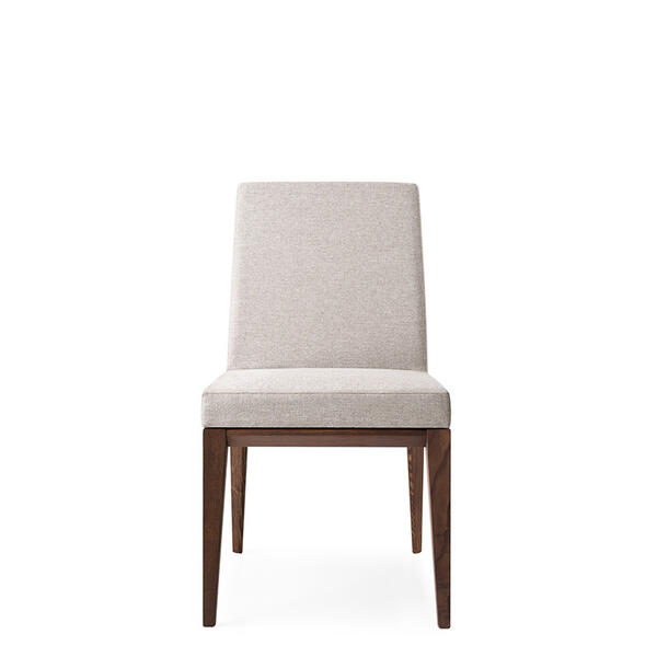 Bess Padded upholstered chair with high back and wooden base 