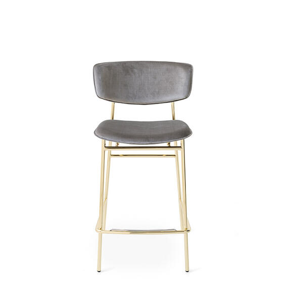 Fifties: Metal stool with upholstered seat and back | Calligaris