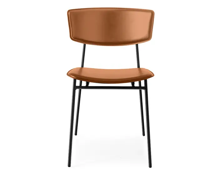 Fifties: Metal chair with upholstered seat and back | Calligaris