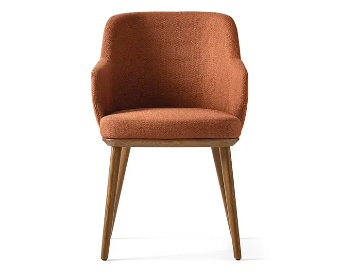 Foyer: Upholstered armchair with wooden base | Calligaris Boca Raton