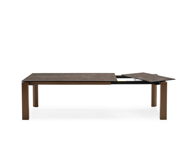 Omnia: Table with extendable rectangular top and wooden legs