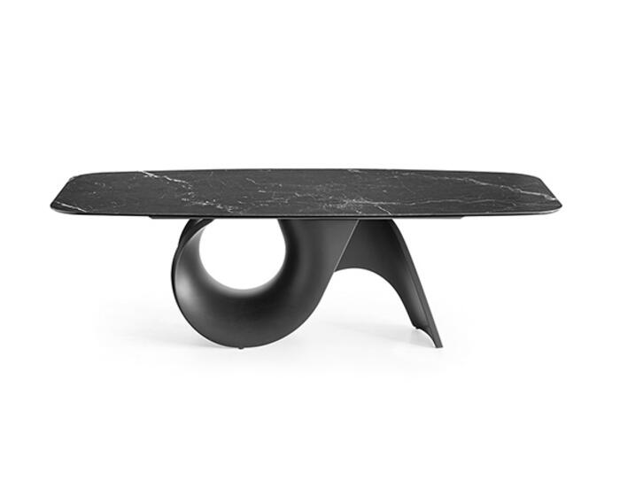 Seashell Table with elliptical top and concrete central base