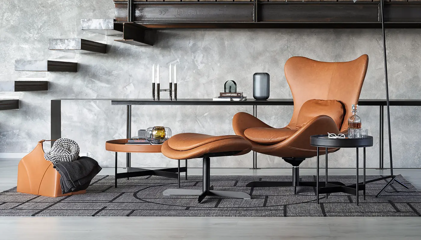 Lazy: Upholstered armchair with swivel and tilting seat