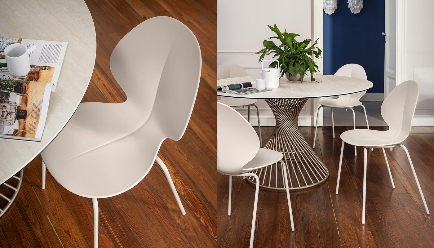 Basil: Plastic or leather chair with metal base | Calligaris Boca