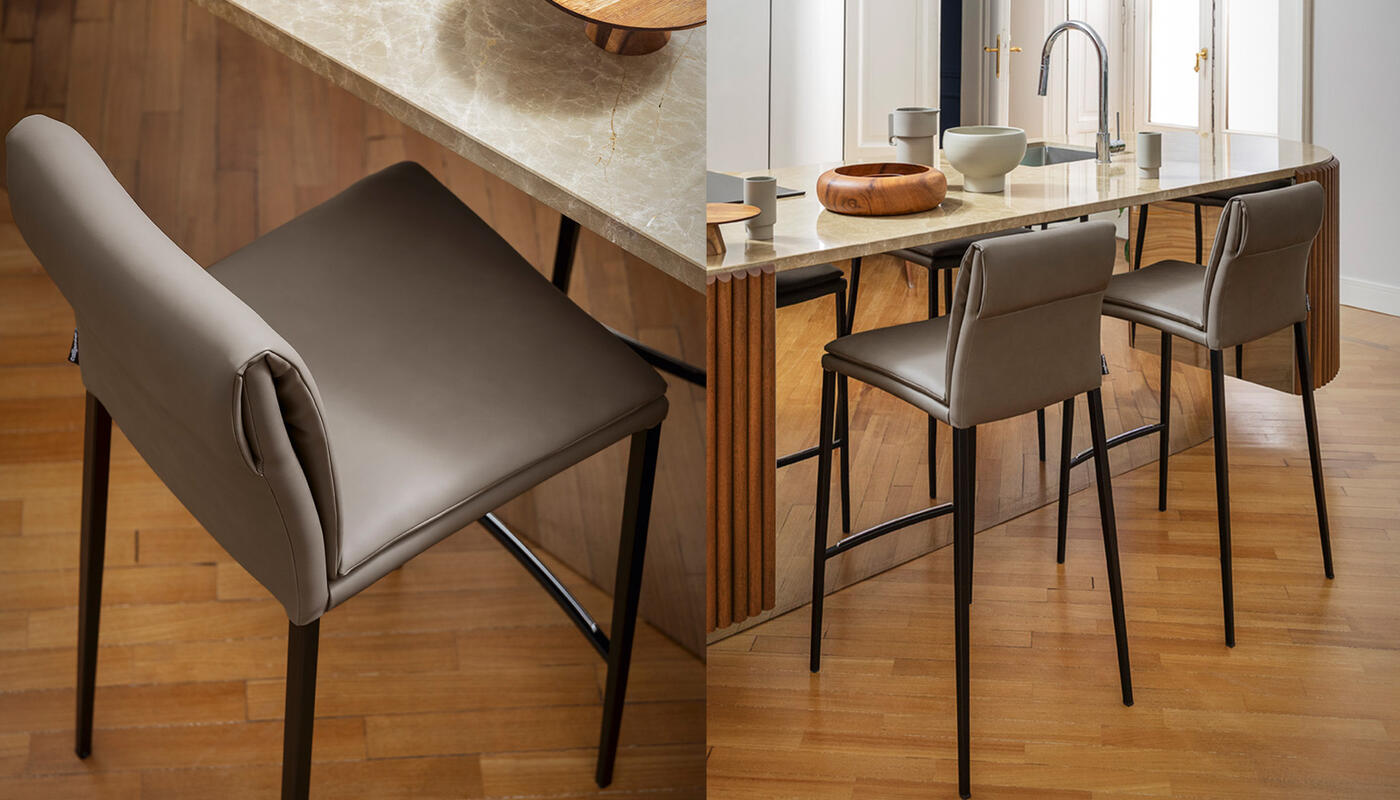 Carmen: Padded stool with metal frame | Calligaris Boca Raton