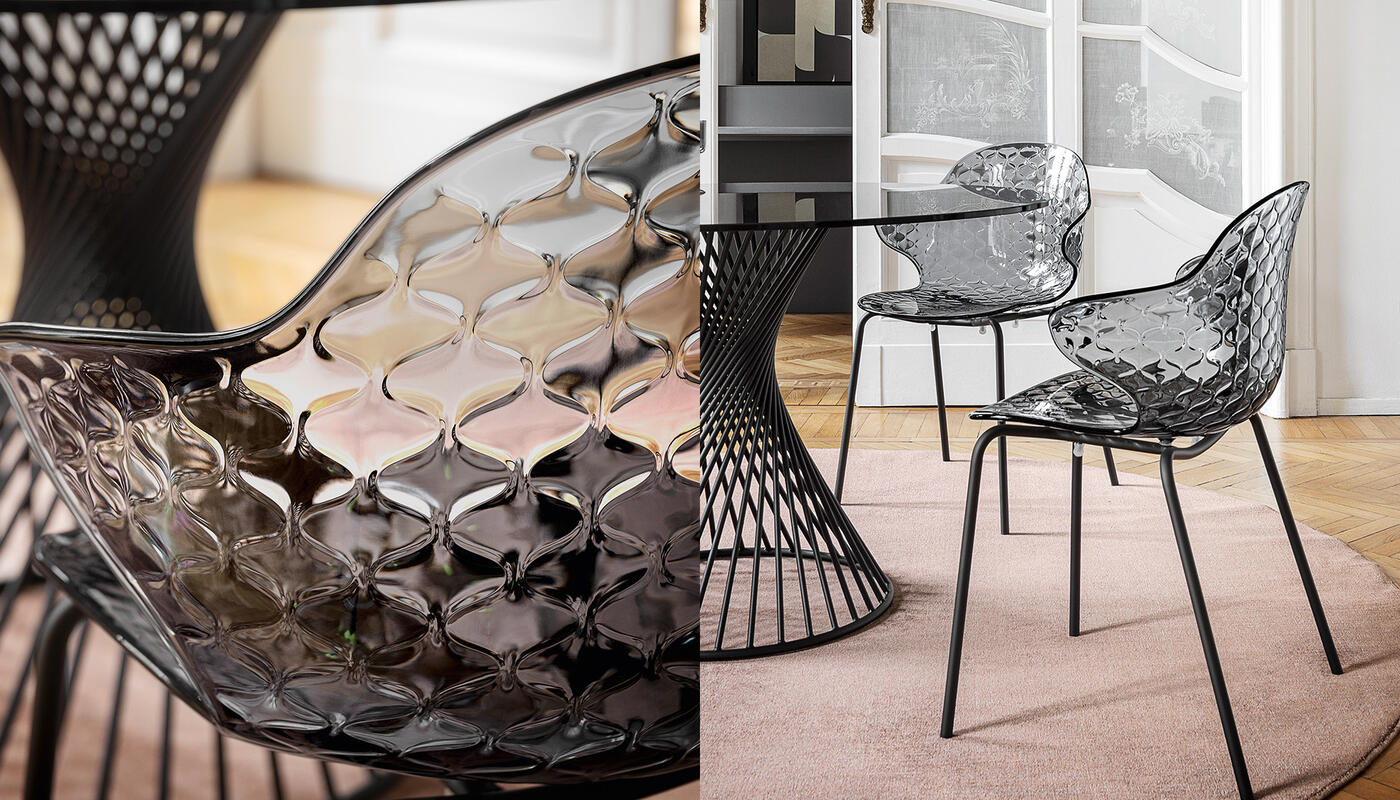Saint Tropez: Stackable chair with plastic shell and metal base